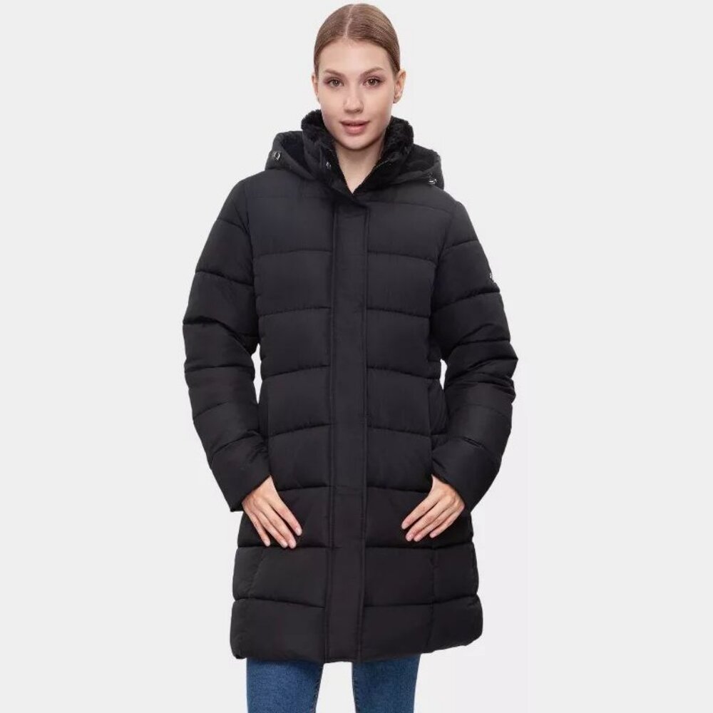 Rokka&Rolla Women's Insulated Long Winter Coat Fleece Hood Parka Jacket